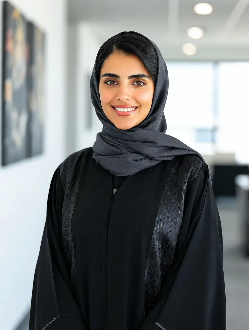 Fatima Al Hashemi, Head of Operations at MobileNumber.ae, in a professional office environment