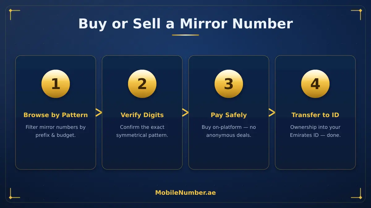 How to buy or sell a UAE mirror number: browse by pattern, verify, transfer to Emirates ID
