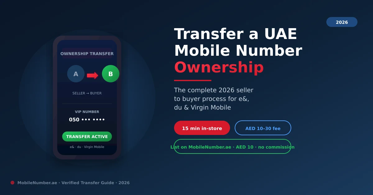 How to transfer mobile number ownership in UAE — seller and buyer at a UAE carrier store completing the 2026 process